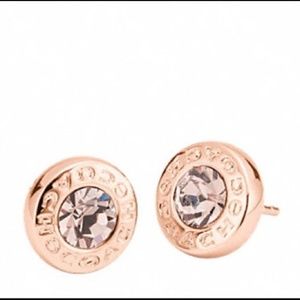 Coach Open Circle Stone Earrings in Rose Gold